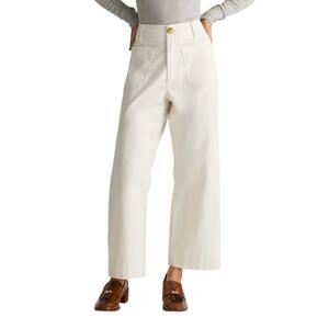 New Flawed Quince Women's Sz 14 Patch Pocket Chino Wide Leg Pant White 4284-14
